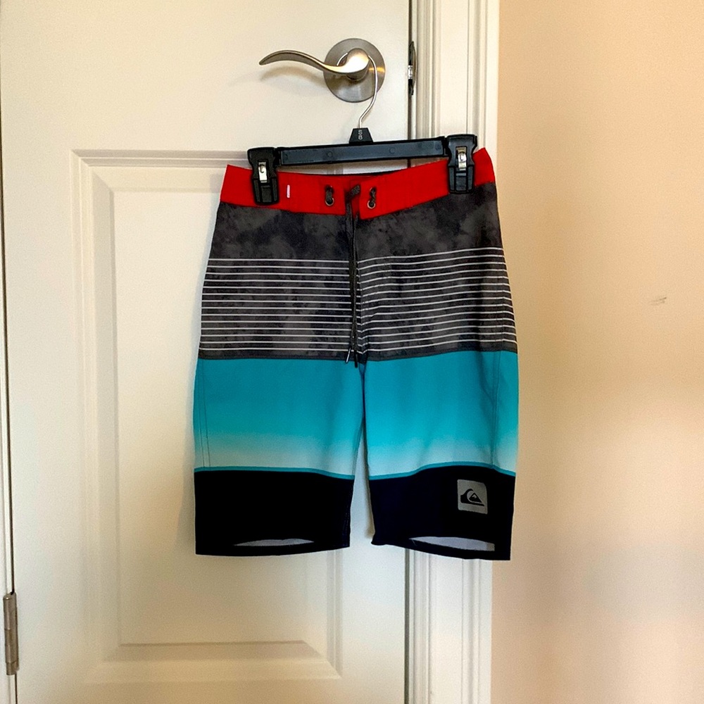 Quicksilver Board Shorts - Red, grey, aqua, navy